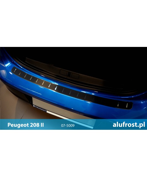 Rear bumper protector (steal + carbon foil) PEUGEOT 208 II